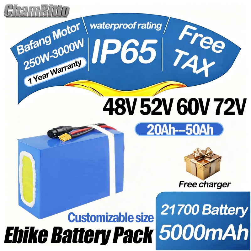 72V 50Ah 21700 Lithium Battery - Batterie de vélo électrique 60V 72V