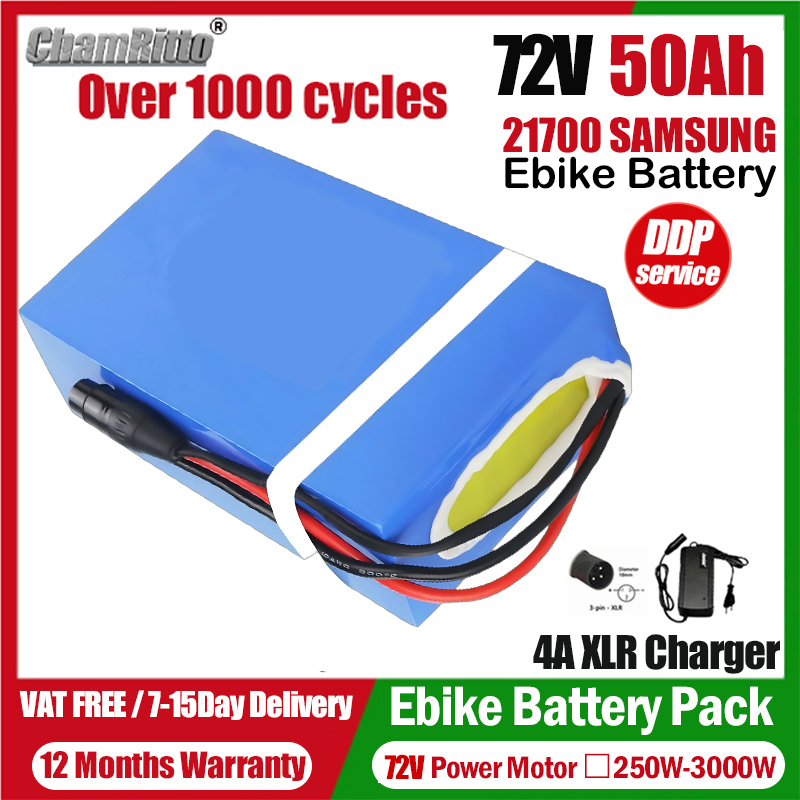 72V 50Ah 21700 Lithium Battery - Vélo électrique 72V Cham-Rider 84V 3000W