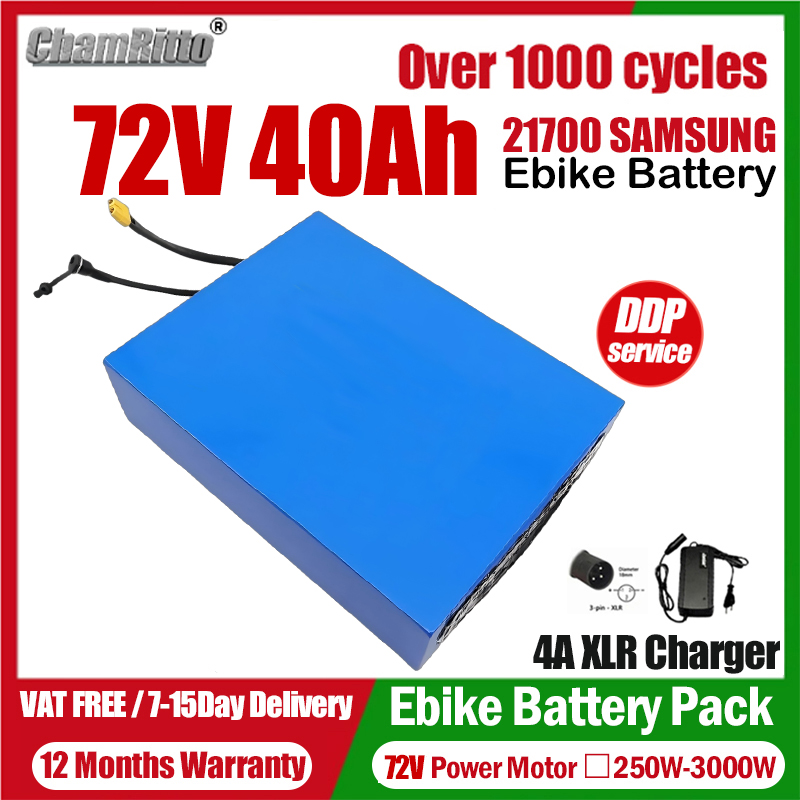 72V 50Ah 21700 Lithium Battery - Vélo électrique eBike cham-rider 72V 20ah