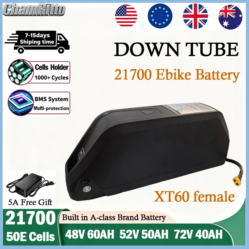 72V 50Ah 21700 Lithium Battery - Batterie de vélo électrique 48V 52V