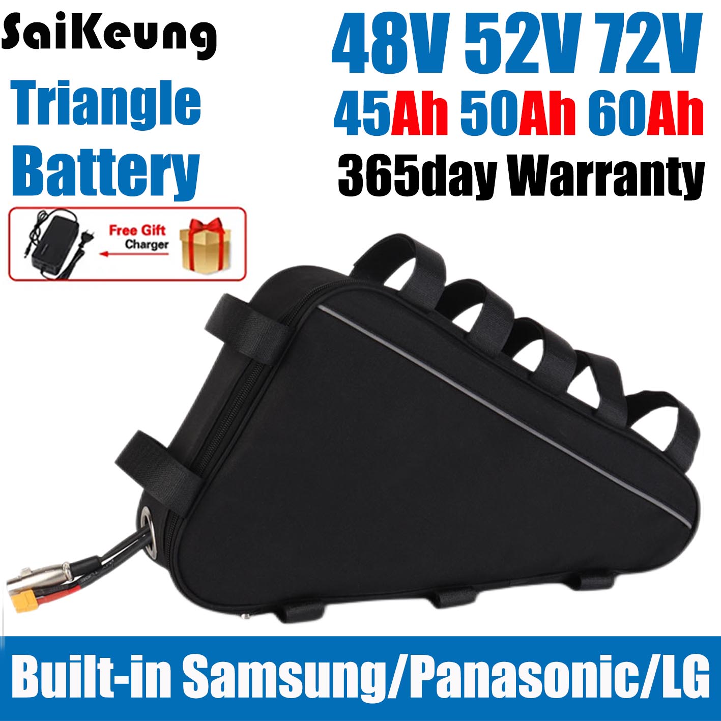 72V 50Ah 21700 Lithium Battery - Cham Triangle de vélo électrique 48V