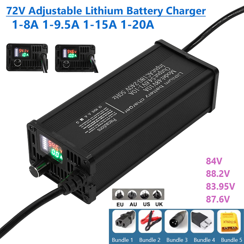 72V 15A Fast Charger - Chargeur de batterie au Lithium réglable