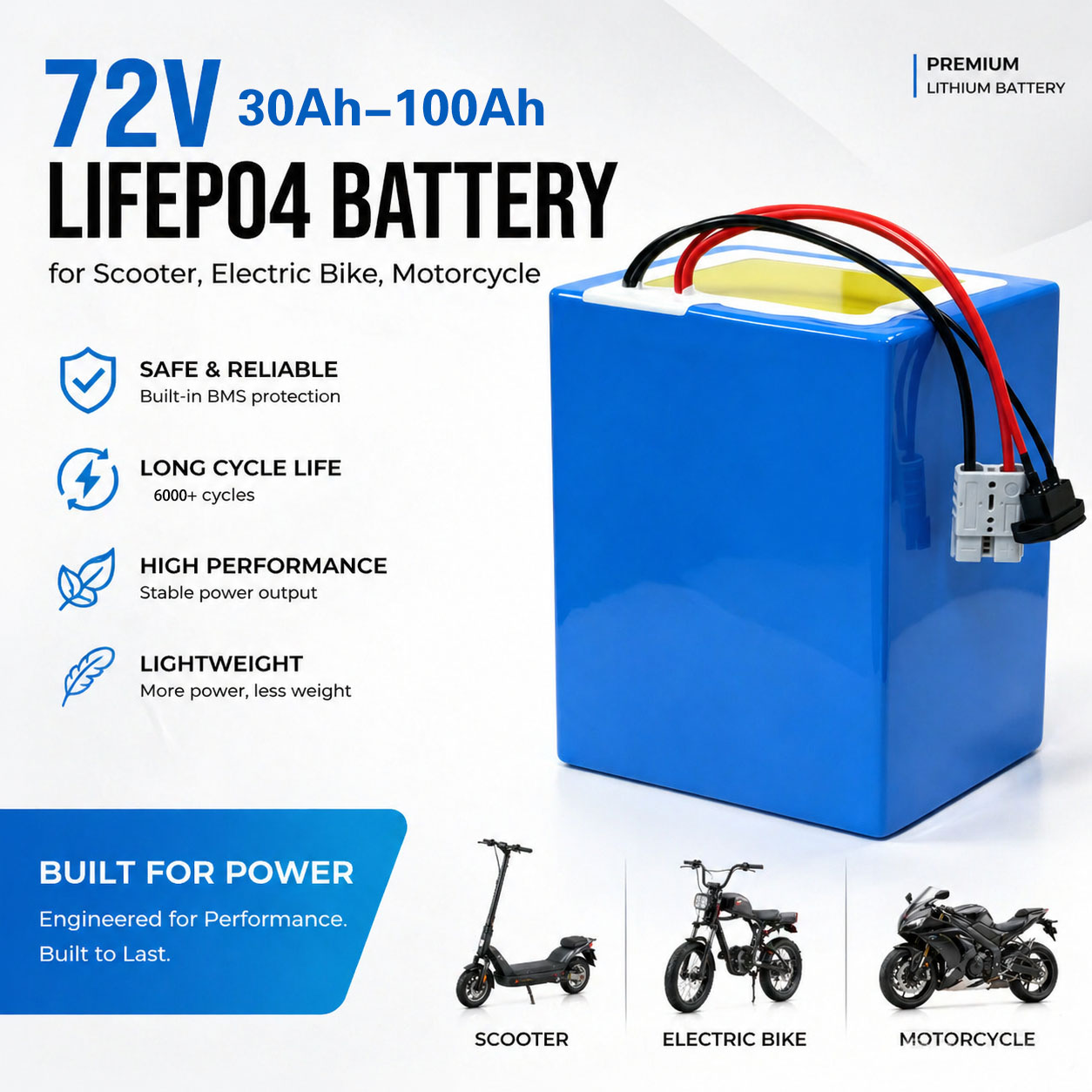 Batterie au lithium LiFePO4 72 - 72V 40Ah Lifepo4 Battery Pack avis et prix